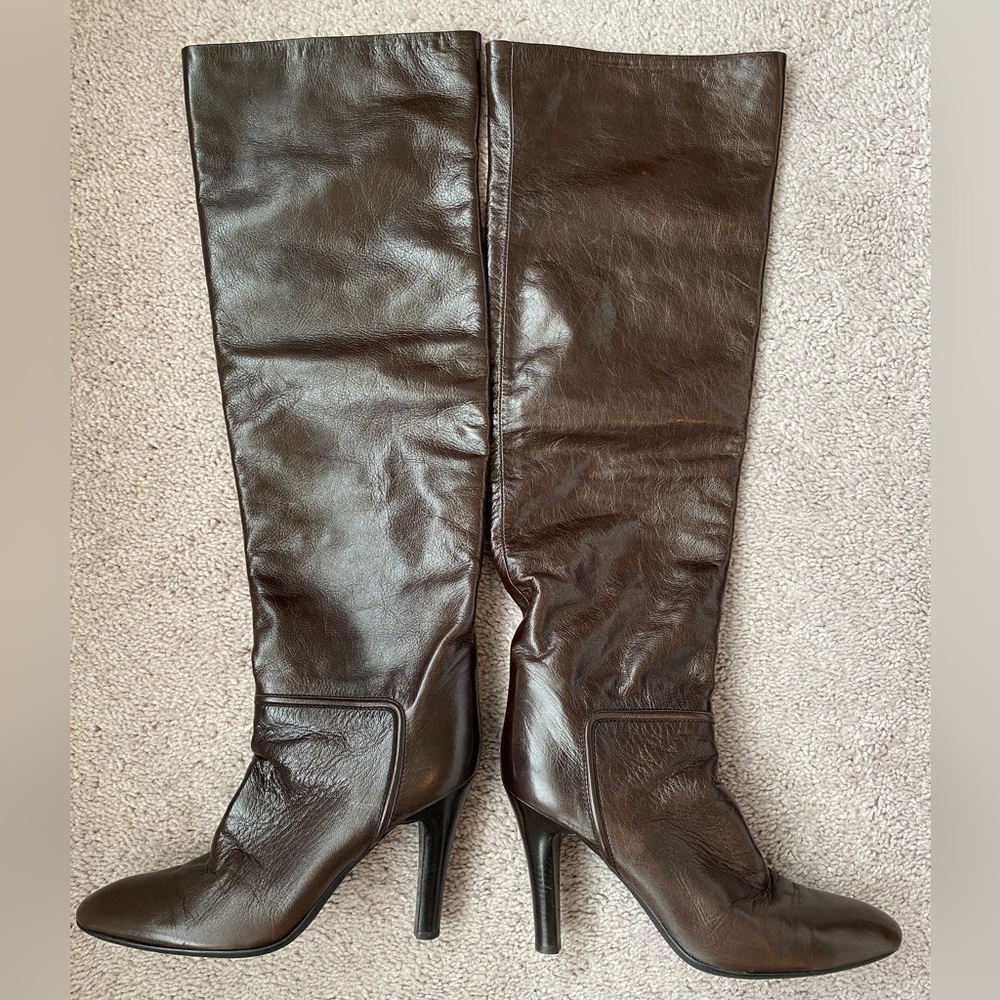 80% OFF GIUSEPPE ZANOTTI Brown Leather Knee High Heel Boots 40